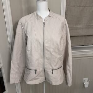 BACCINI Women's WHITE Faux LEATHER JACKET Coat Size XL!! EUC